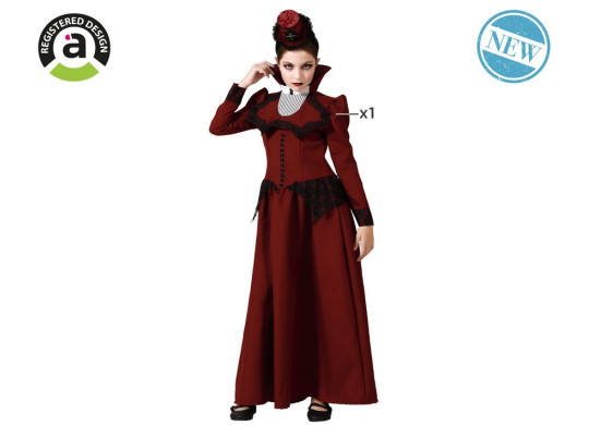 Costume enfant vampiresse bordeaux rayée Costume enfant vampiresse bordeaux rayée