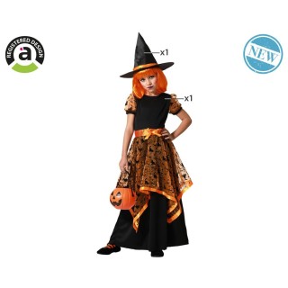 Costume enfant sorcière orange et chat noir