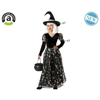 Costume enfant sorcière noir/argent