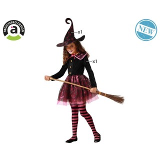Costume enfant sorcière noir/rose