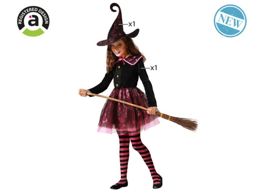 Costume enfant sorcière noir/rose Costume enfant sorcière noir/rose