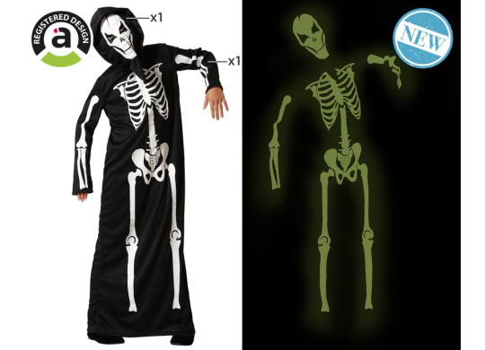 Costume enfant squelette phosphorescent