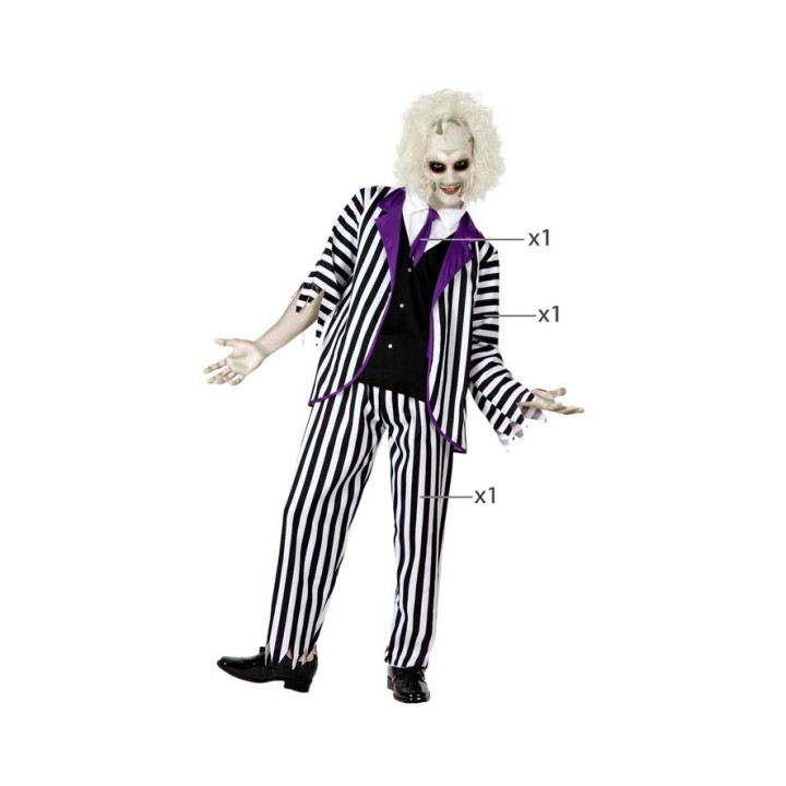 Costume homme fantôme rayé noir/blanc