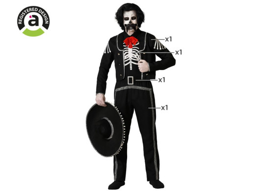 Costume homme squelette mexicain Costume homme squelette mexicain