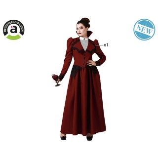 Costume femme vampiresse bordeaux rayée