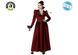 Costume femme vampiresse bordeaux rayée