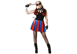 Costume femme Harley Quinn jupe rayée
