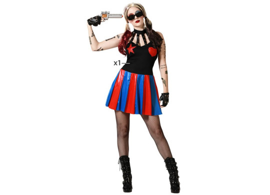 Costume femme Harley Quinn jupe rayée