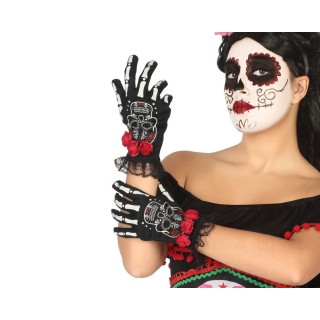 Gants noirs day of dead