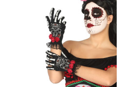 Gants noirs day of dead