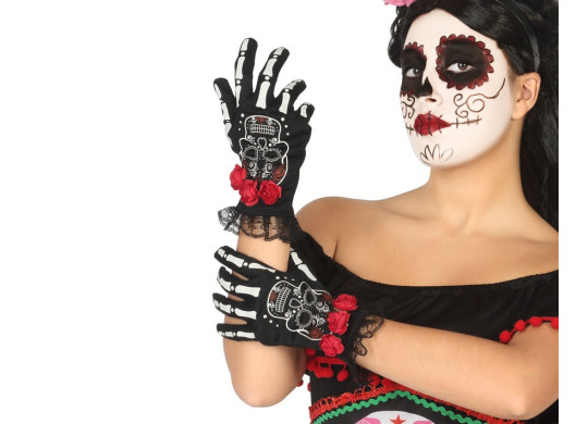 Gants noirs day of dead Gants noirs day of dead