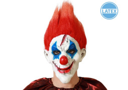 Masque adulte latex clown cheveux rouge