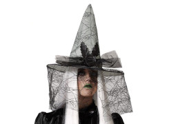 Chapeau sorcière et voile araignée blanc