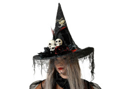Chapeau sorcière tête de mort