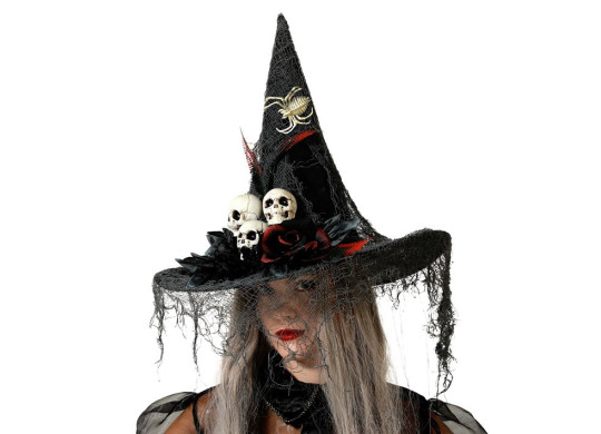Chapeau sorcière tête de mort
