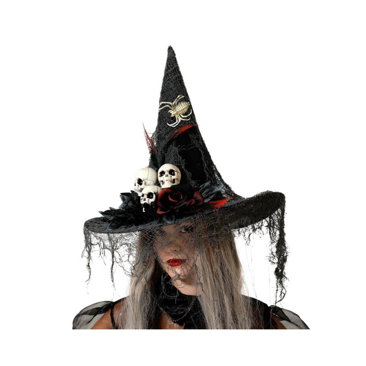 Chapeau sorcière tête de mort