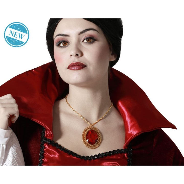 Collier médaillon rouge