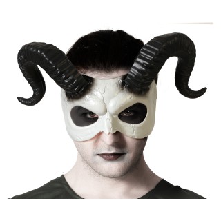 Demi masque adulte rigide cornes belier