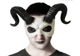 Demi masque adulte rigide cornes belier