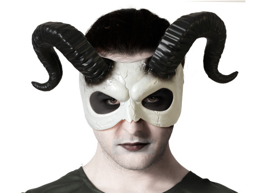 Demi masque adulte rigide cornes belier