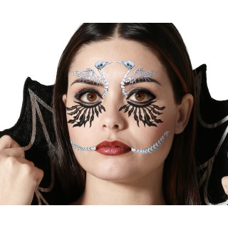Tatouage visage squelette corbeau