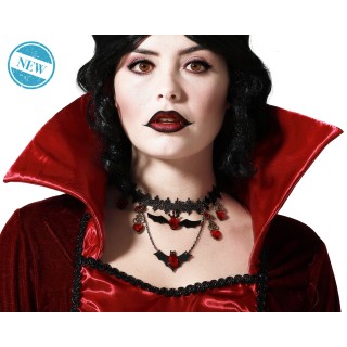 Collier double chauve souris