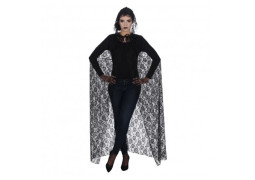 Cape adulte voile dentelle rose noire