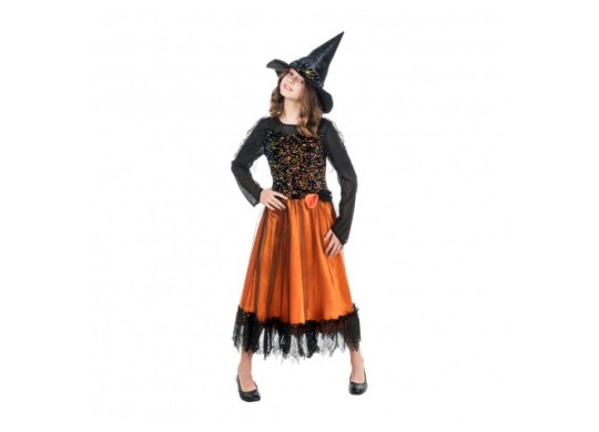Costume enfant fille sorcière Lucinda orange Costume enfant fille sorcière Lucinda orange