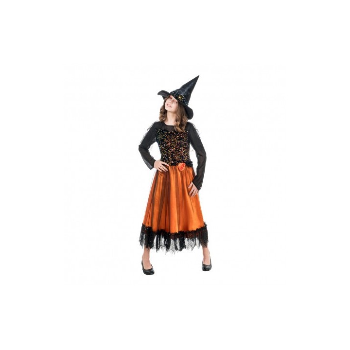 Costume enfant fille sorcière Lucinda orange