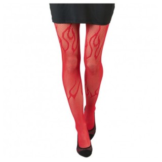 Collant résille flamme rouge