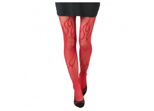 Collant résille flamme rouge