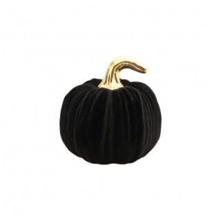 Citrouille floquée velours noir 15cms