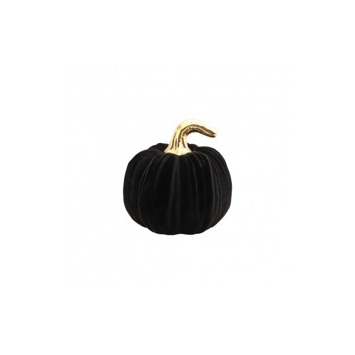 Citrouille floquée velours noir 15cms