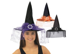 Chapeau sorcière ruban dentelle