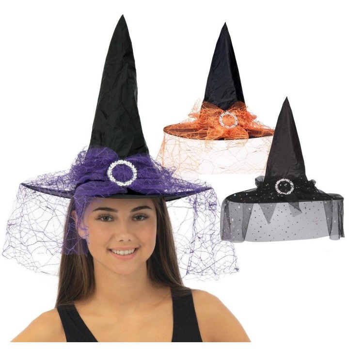 Chapeau sorcière ruban dentelle