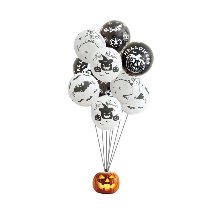 Ballon halloween noir/blanc x10