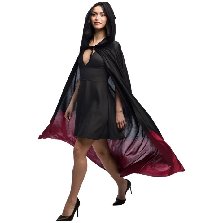 Cape adulte tissu noir/rouge