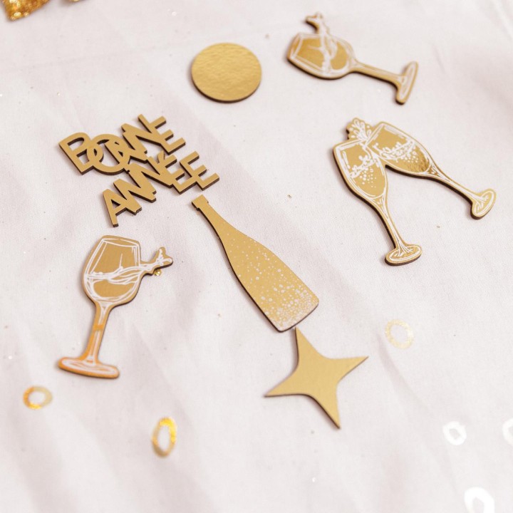 Confettis en bois "Bonne Année" - décoration de table nouvel an