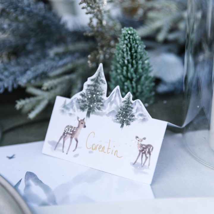 Marque place "Neige Éternelle" - décoration de table de Noël