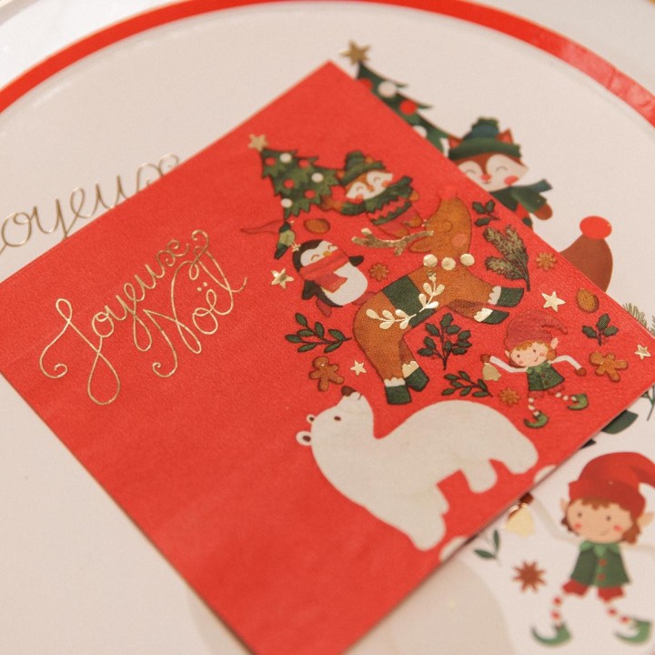 Serviettes cocktail "Joyeux Noël" conte de noël - décoration de table Noël et fête