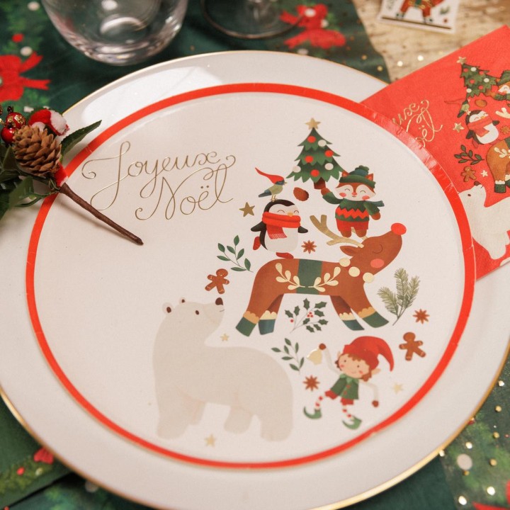 Assiettes Joyeux Noël conte de Noël - décoration de table Noël