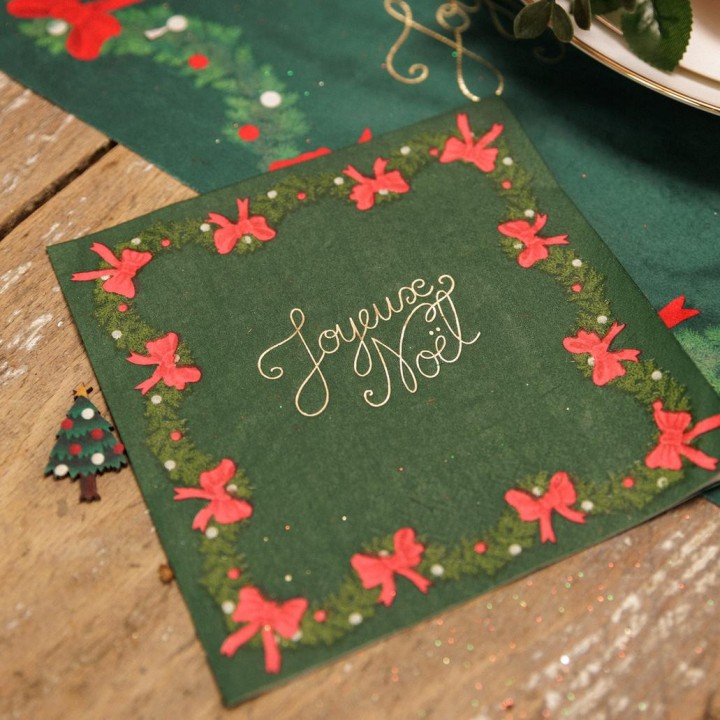 Serviettes "Joyeux Noël" conte de noël - décoration de table Noël et fête