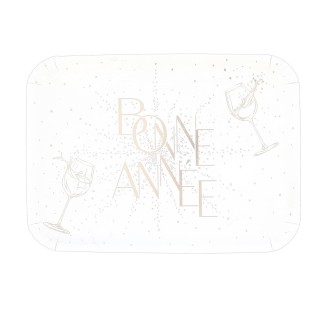 Plateau blanc "Bonne Année" bubble party - décoration et vaisselle pour fêtes