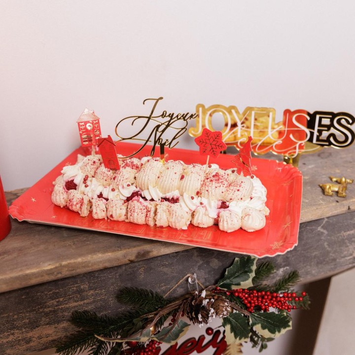 Plateau rouge "Joyeux Noël" luxury Christmas - décoration et vaisselle pour fêtes