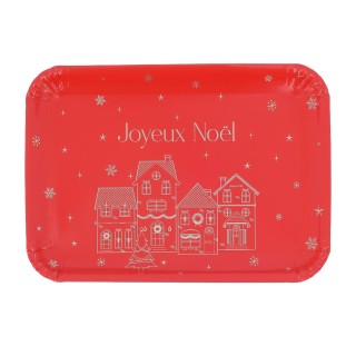 Plateau rouge "Joyeux Noël" luxury Christmas - décoration et vaisselle pour fêtes