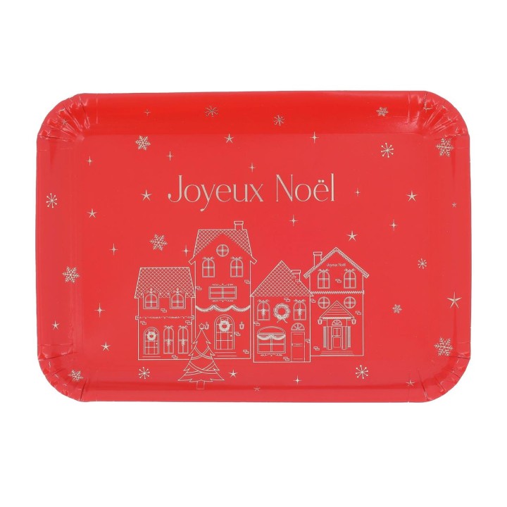 Plateau rouge "Joyeux Noël" luxury Christmas - décoration et vaisselle pour fêtes