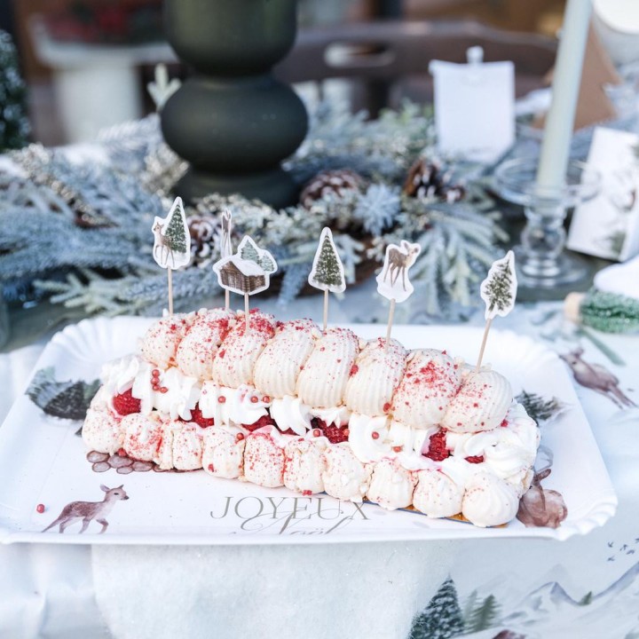 Plateau blanc "Joyeux Noël" neige éternelle - décoration et vaisselle pour fêtes
