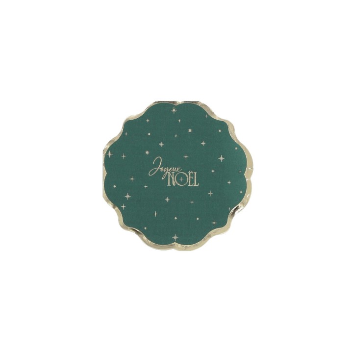 Serviettes vertes "Joyeux Noël" intemporel - décoration de table Noël