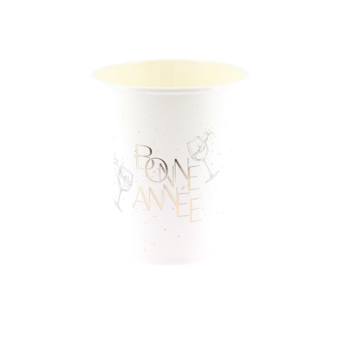 Gobelets blancs "Bonne Année" bubble party