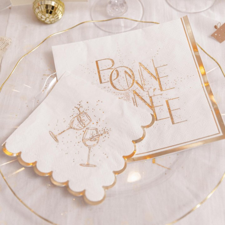 Serviettes cocktail blanches bubble party – décoration de table festive